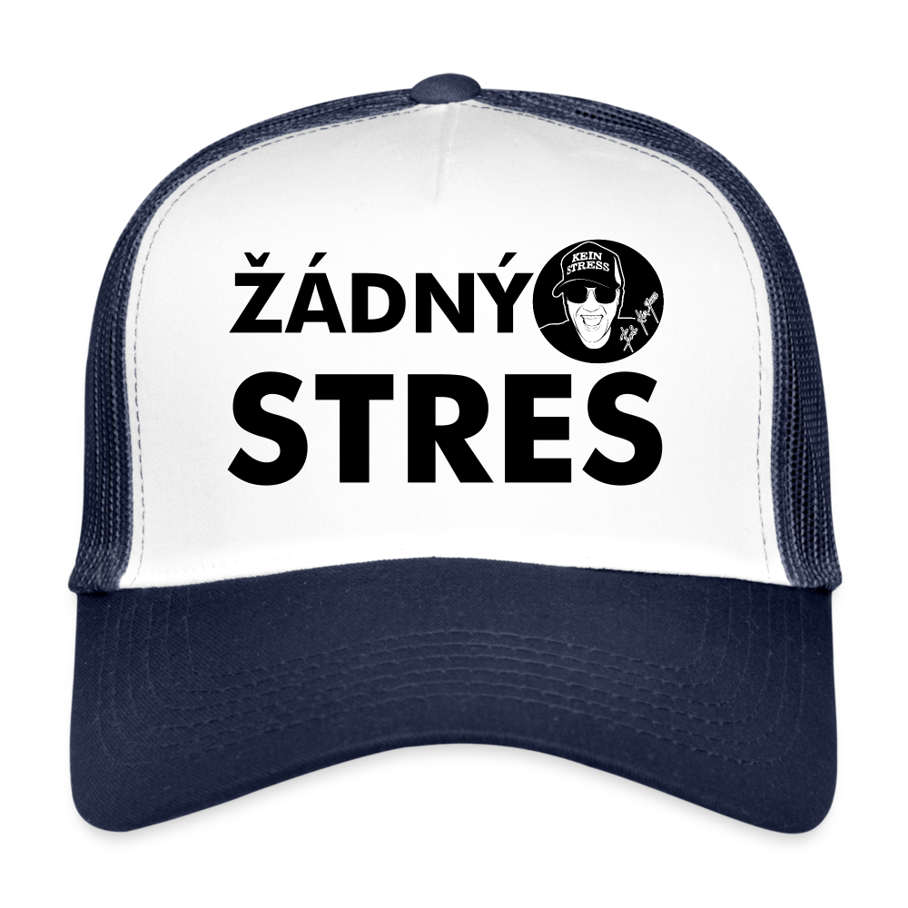 Boscho Kein Stress ® Trucker Cap Text Tschechisch mit Logo ŽÁDNÝ STRES - Weiß/Navy