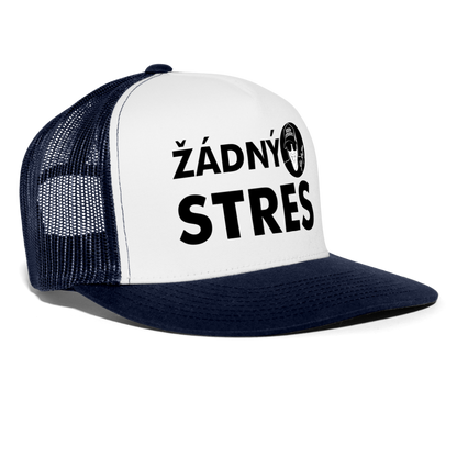 Boscho Kein Stress ® Trucker Cap Text Tschechisch mit Logo ŽÁDNÝ STRES - Weiß/Navy