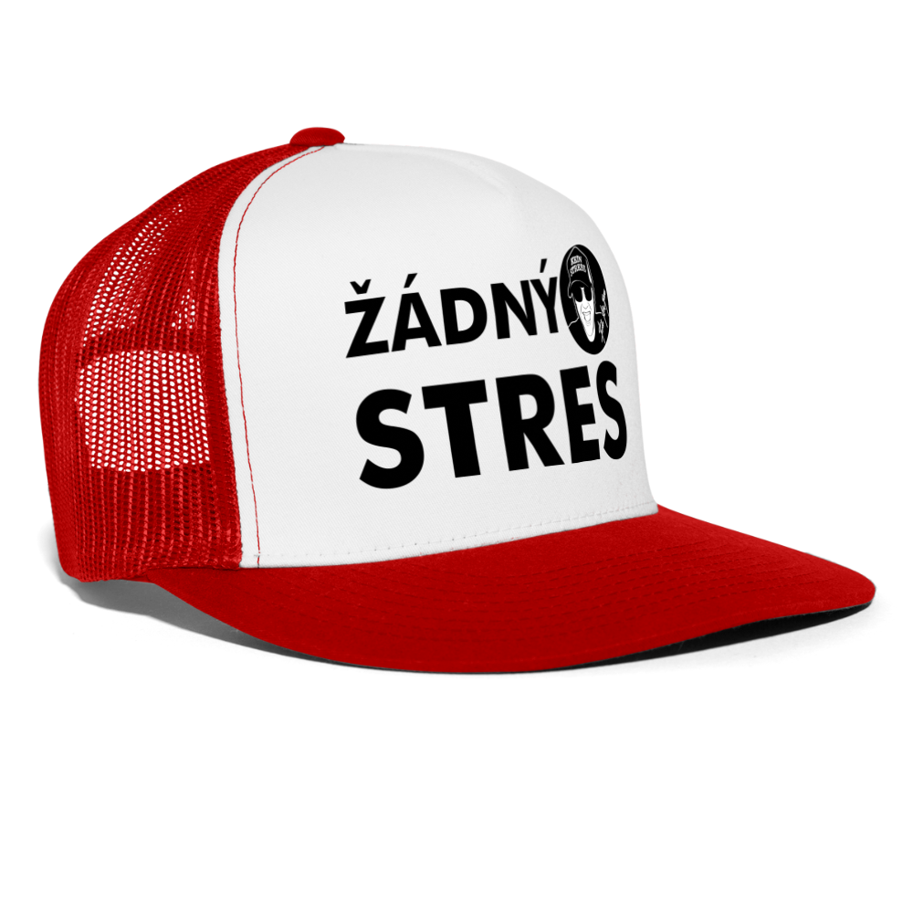 Boscho Kein Stress ® Trucker Cap Text Tschechisch mit Logo ŽÁDNÝ STRES - Weiß/Rot