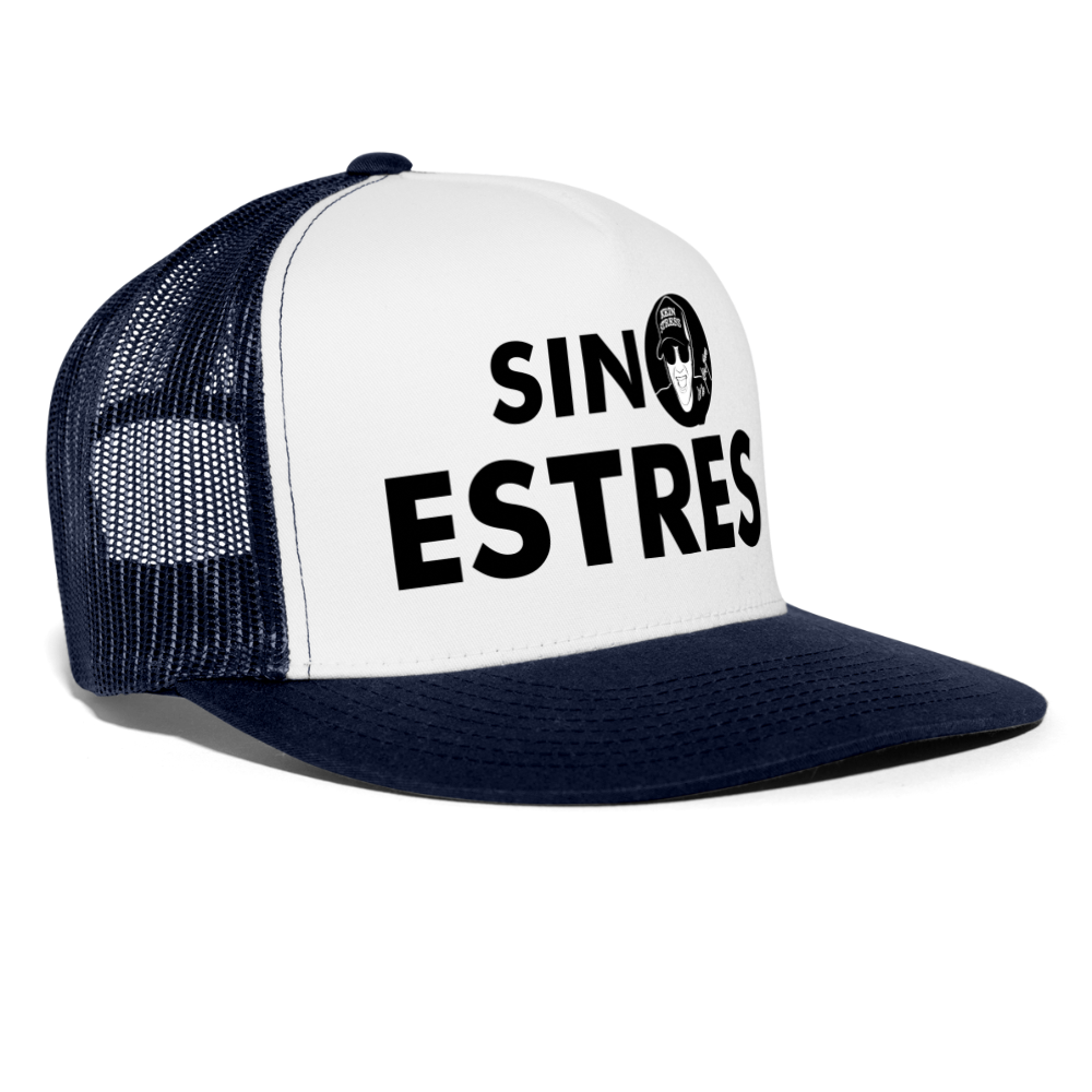 Boscho Kein Stress ® Trucker Cap Text Spanisch mit Logo SIN ESTRÉS - Weiß/Navy