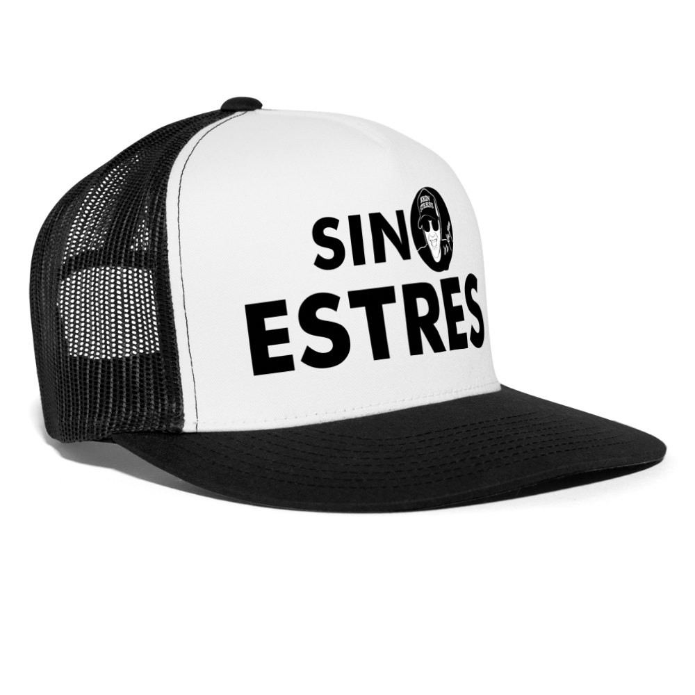 Boscho Kein Stress ® Trucker Cap Text Spanisch mit Logo SIN ESTRÉS - Weiß/Schwarz