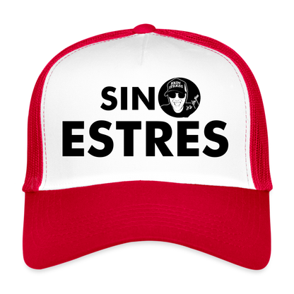 Boscho Kein Stress ® Trucker Cap Text Spanisch mit Logo SIN ESTRÉS - Weiß/Rot