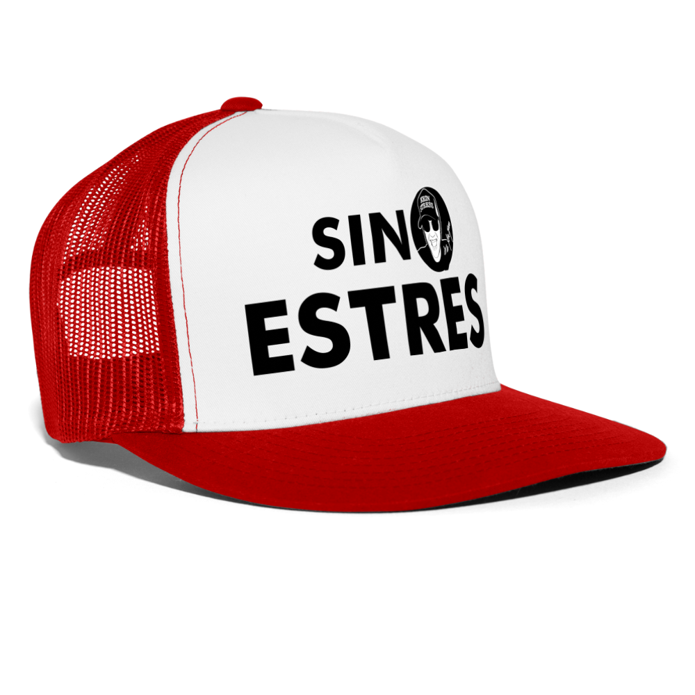 Boscho Kein Stress ® Trucker Cap Text Spanisch mit Logo SIN ESTRÉS - Weiß/Rot