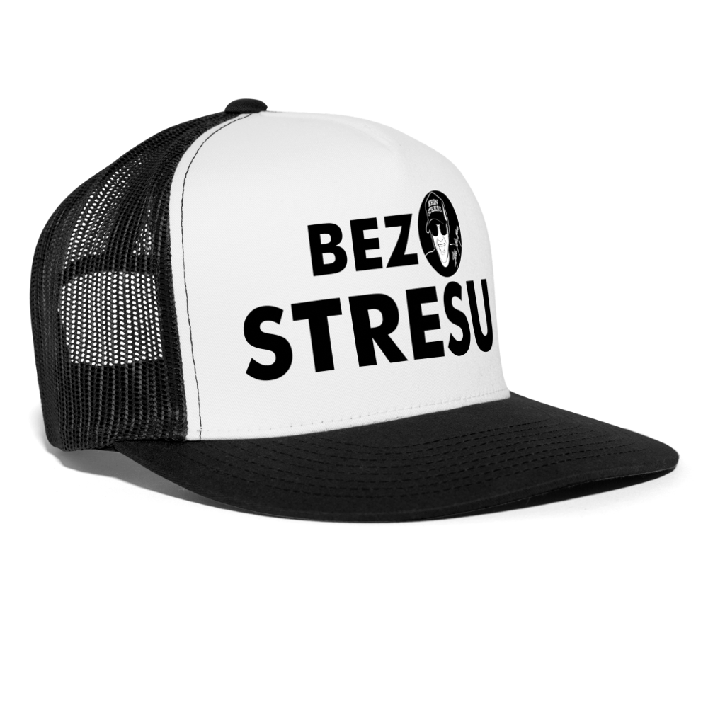 Boscho Kein Stress ® Trucker Cap Text Polnisch mit Logo BEZ STRESU - Weiß/Schwarz