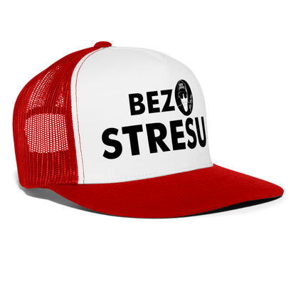 Boscho Kein Stress ® Trucker Cap Text Polnisch mit Logo BEZ STRESU - Weiß/Rot