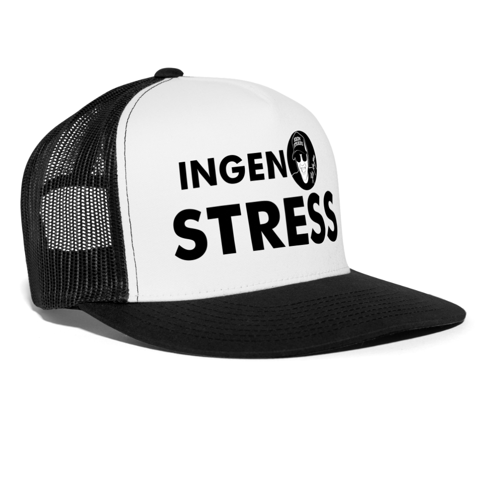 Boscho Kein Stress ® Trucker Cap Text Schwedisch mit Logo INGEN STRESS - Weiß/Schwarz