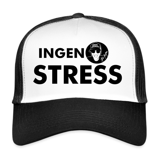 Boscho Kein Stress ® Trucker Cap Text Schwedisch mit Logo INGEN STRESS - Weiß/Schwarz