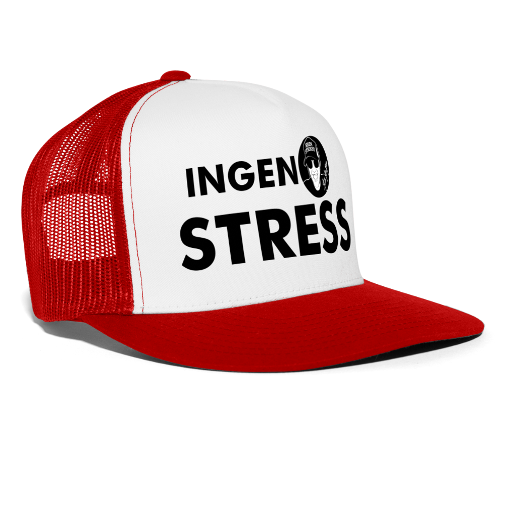 Boscho Kein Stress ® Trucker Cap Text Schwedisch mit Logo INGEN STRESS - Weiß/Rot