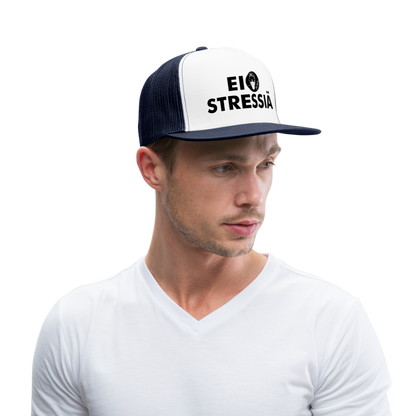 Boscho Kein Stress ® Trucker Cap Text Finnisch mit Logo EI STRESSIÄ - Weiß/Navy