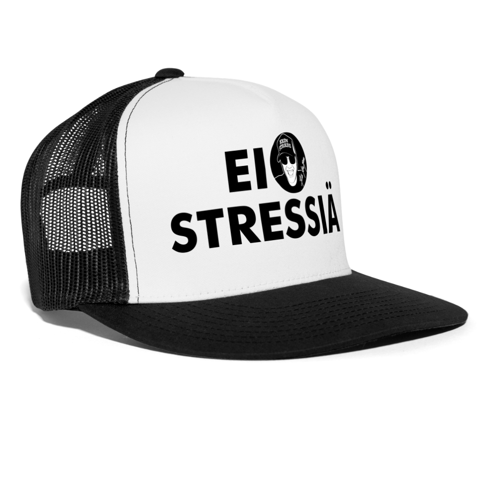 Boscho Kein Stress ® Trucker Cap Text Finnisch mit Logo EI STRESSIÄ - Weiß/Schwarz
