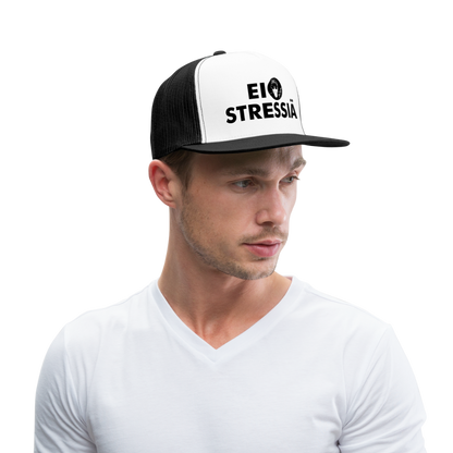 Boscho Kein Stress ® Trucker Cap Text Finnisch mit Logo EI STRESSIÄ - Weiß/Schwarz