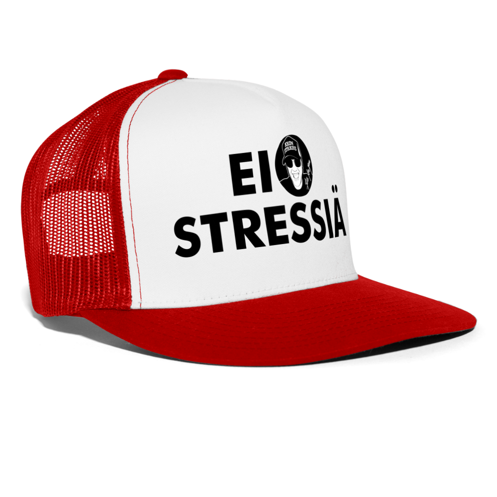 Boscho Kein Stress ® Trucker Cap Text Finnisch mit Logo EI STRESSIÄ - Weiß/Rot