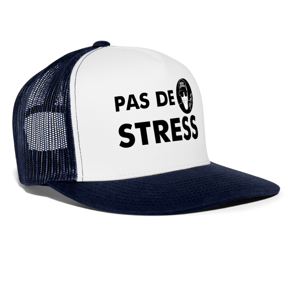 Boscho Kein Stress ® Trucker Cap Text Französisch mit Logo PAS DE STRESS - Weiß/Navy