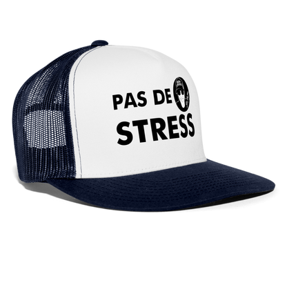 Boscho Kein Stress ® Trucker Cap Text Französisch mit Logo PAS DE STRESS - Weiß/Navy