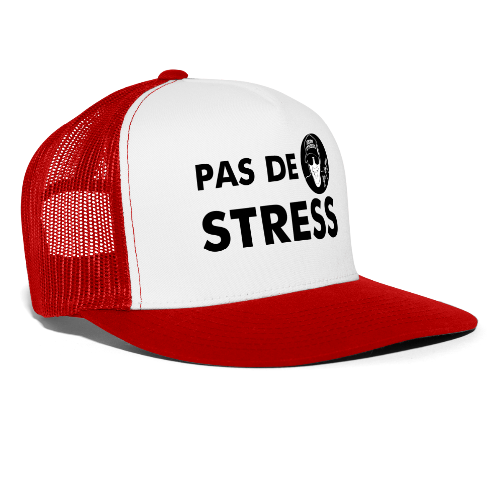 Boscho Kein Stress ® Trucker Cap Text Französisch mit Logo PAS DE STRESS - Weiß/Rot