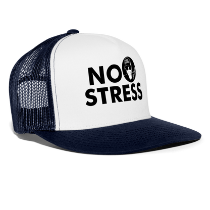 Boscho Kein Stress ® Trucker Cap Text Englisch mit Logo NO STRESS - Weiß/Navy