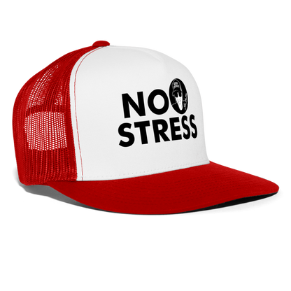 Boscho Kein Stress ® Trucker Cap Text Englisch mit Logo NO STRESS - Weiß/Rot