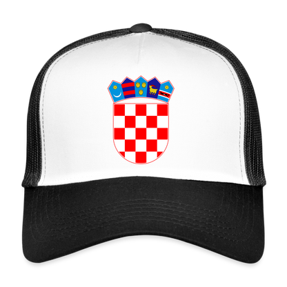 Trucker Cap mit Kroatien Hrvatska Wappen - Weiß/Schwarz