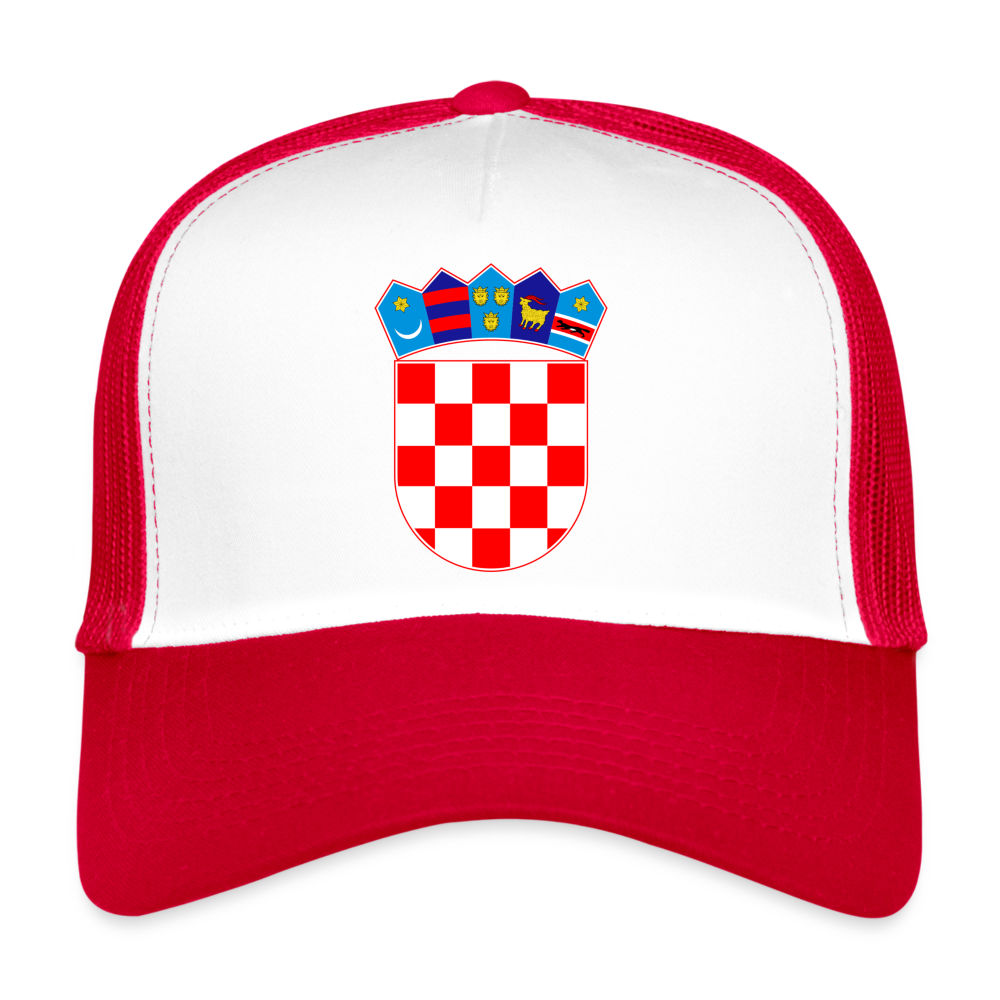 Trucker Cap mit Kroatien Hrvatska Wappen - Weiß/Rot
