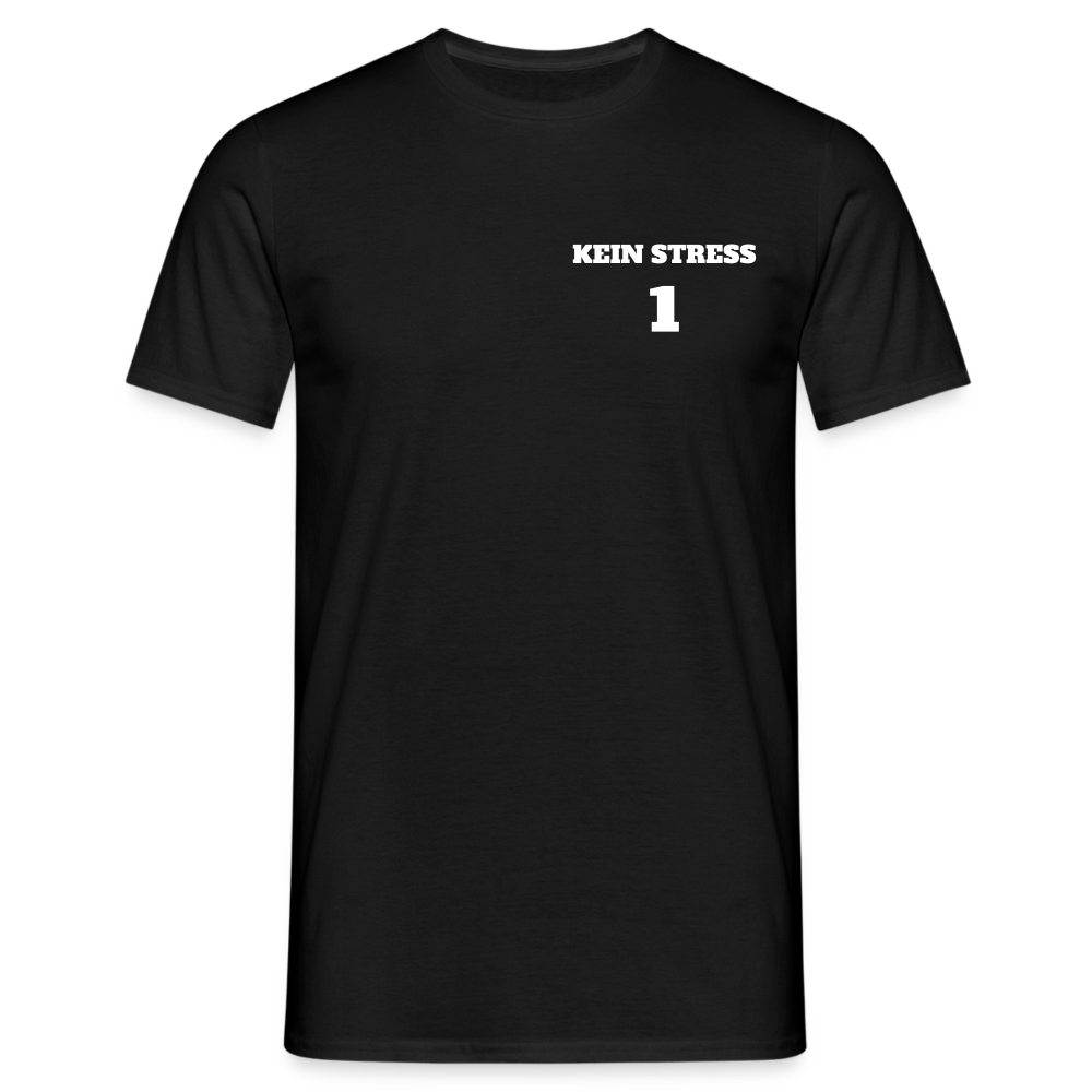 Boscho Kein Stress ® Männer T-Shirt Kein Stress 1 vorne mit Logo auf Rücken - Schwarz