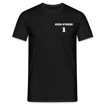 Boscho Kein Stress ® Männer T-Shirt Kein Stress 1 vorne mit Logo auf Rücken - Schwarz