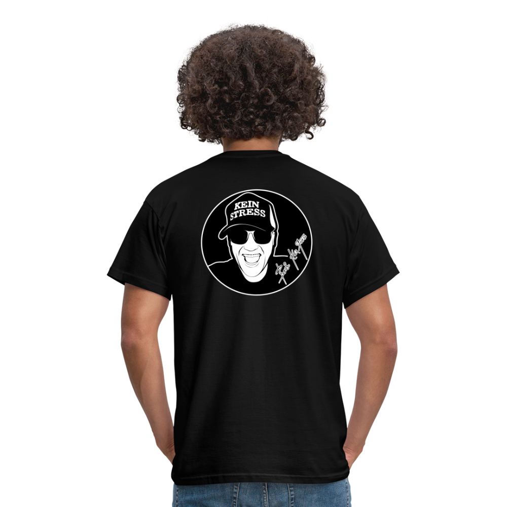 Boscho Kein Stress ® Männer T-Shirt Kein Stress 1 vorne mit Logo auf Rücken - Schwarz