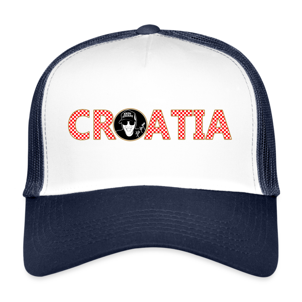 Boscho Kein Stress ® Trucker Cap CROATIA mit Logo - Weiß/Navy
