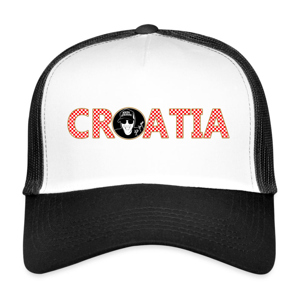 Boscho Kein Stress ® Trucker Cap CROATIA mit Logo - Weiß/Schwarz