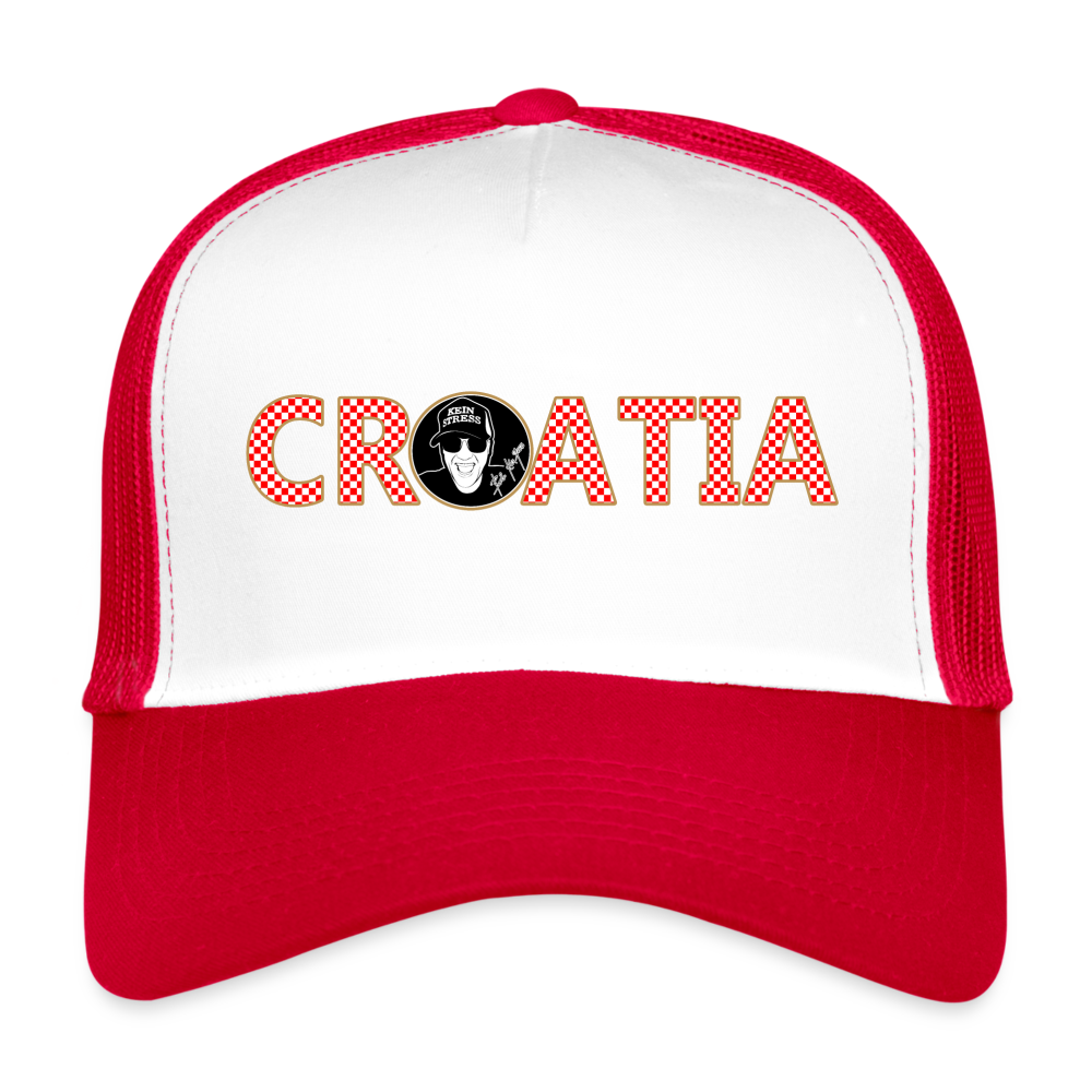 Boscho Kein Stress ® Trucker Cap CROATIA mit Logo - Weiß/Rot