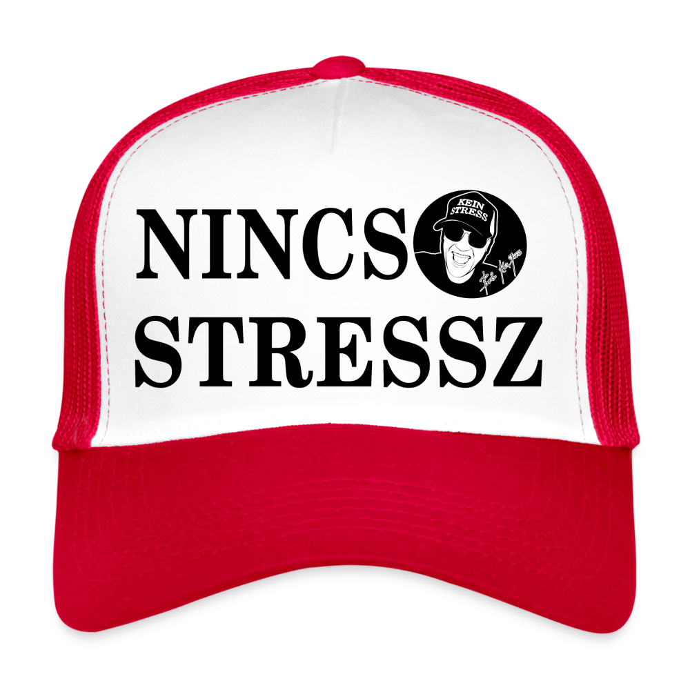 Boscho Kein Stress ® Trucker Nincs stressz Cap ungarisch mit Logo - Weiß/Rot