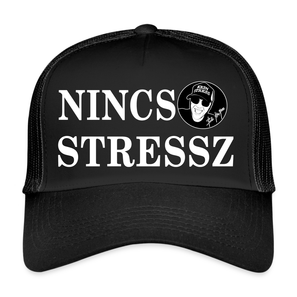 Boscho Kein Stress ® Trucker Nincs stressz Cap schwarz ungarisch mit Logo - Schwarz/Schwarz
