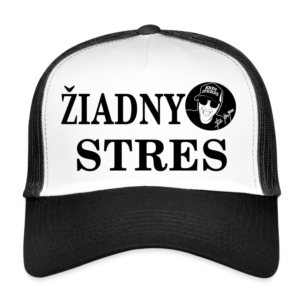 Boscho Kein Stress ® Trucker Cap Text slowakisch Žiadny stres mit Logo - Weiß/Schwarz