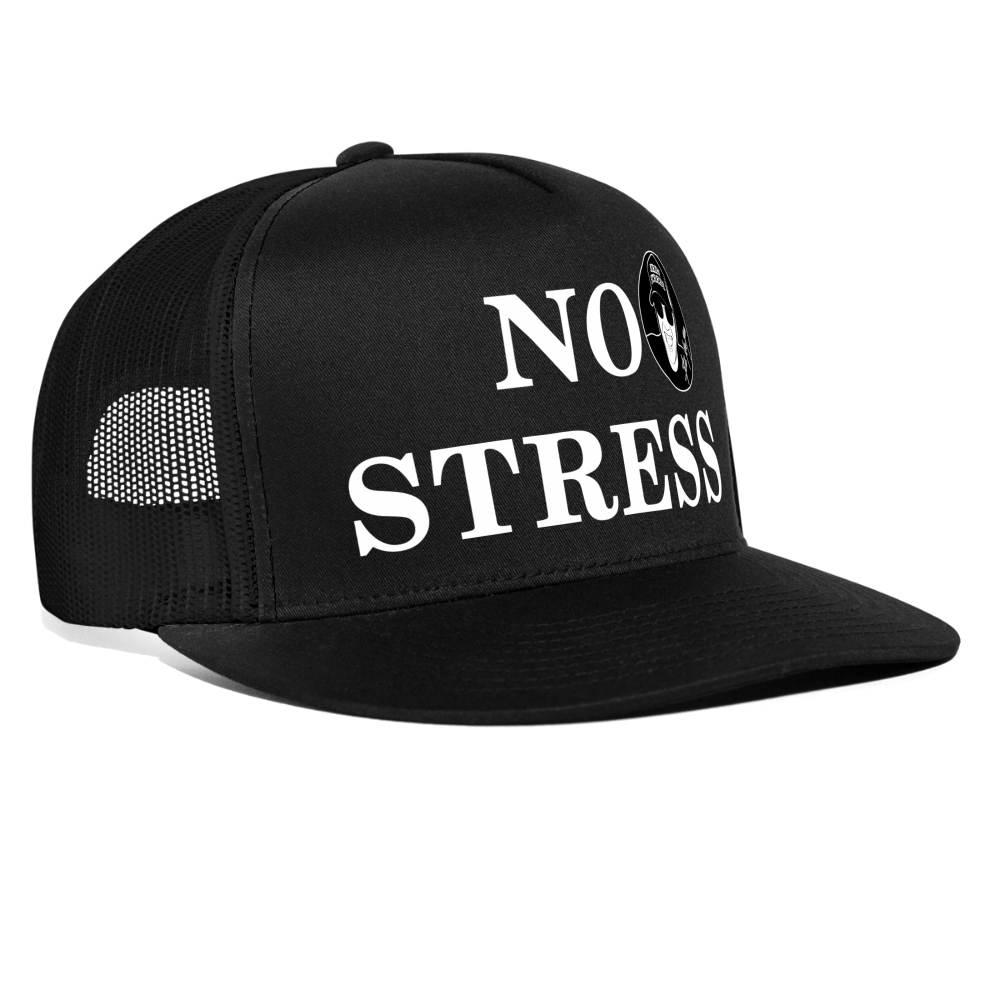 Boscho Kein Stress ® Trucker Cap schwarz Text englisch No Stress mit Logo - Schwarz/Schwarz