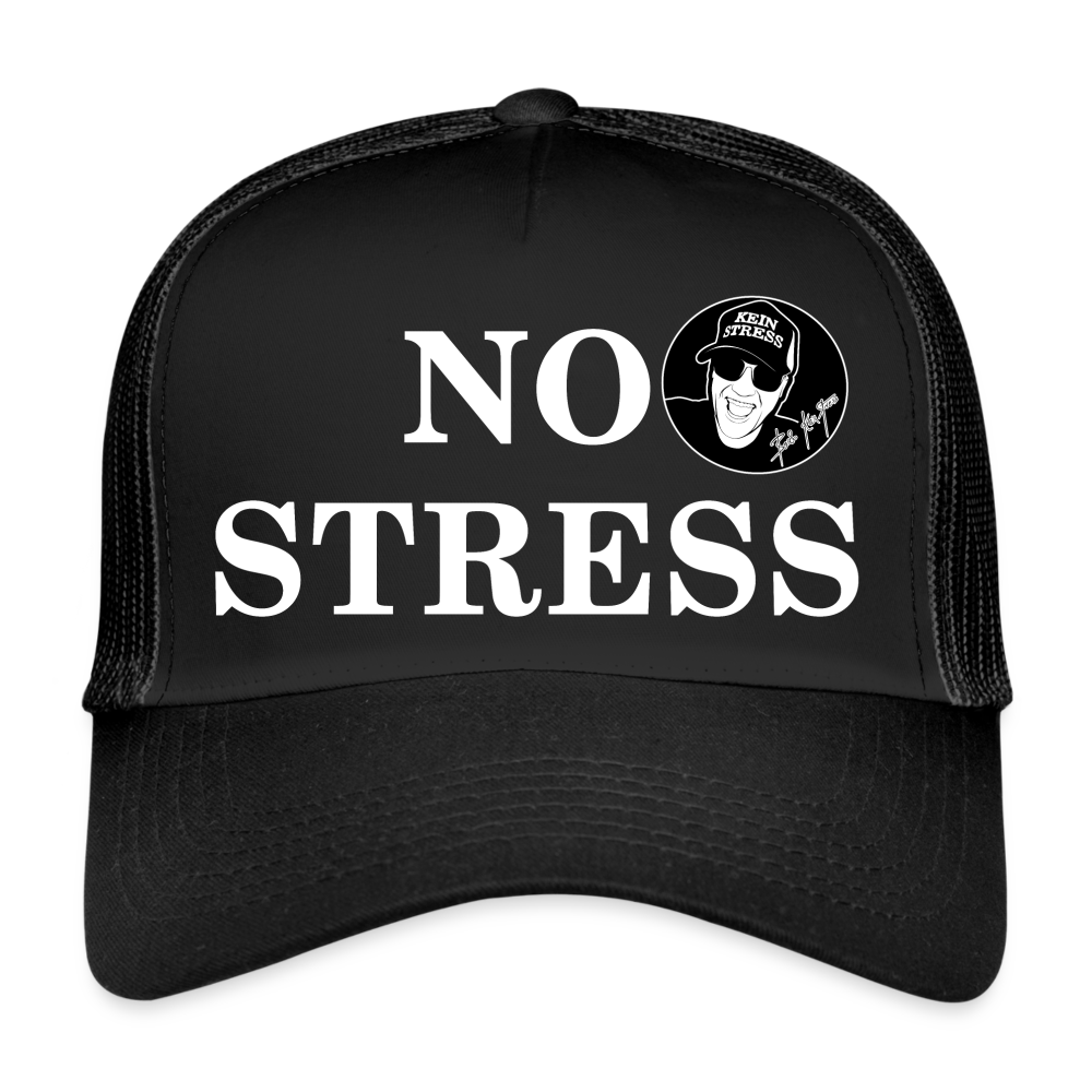 Boscho Kein Stress ® Trucker Cap schwarz Text englisch No Stress mit Logo - Schwarz/Schwarz