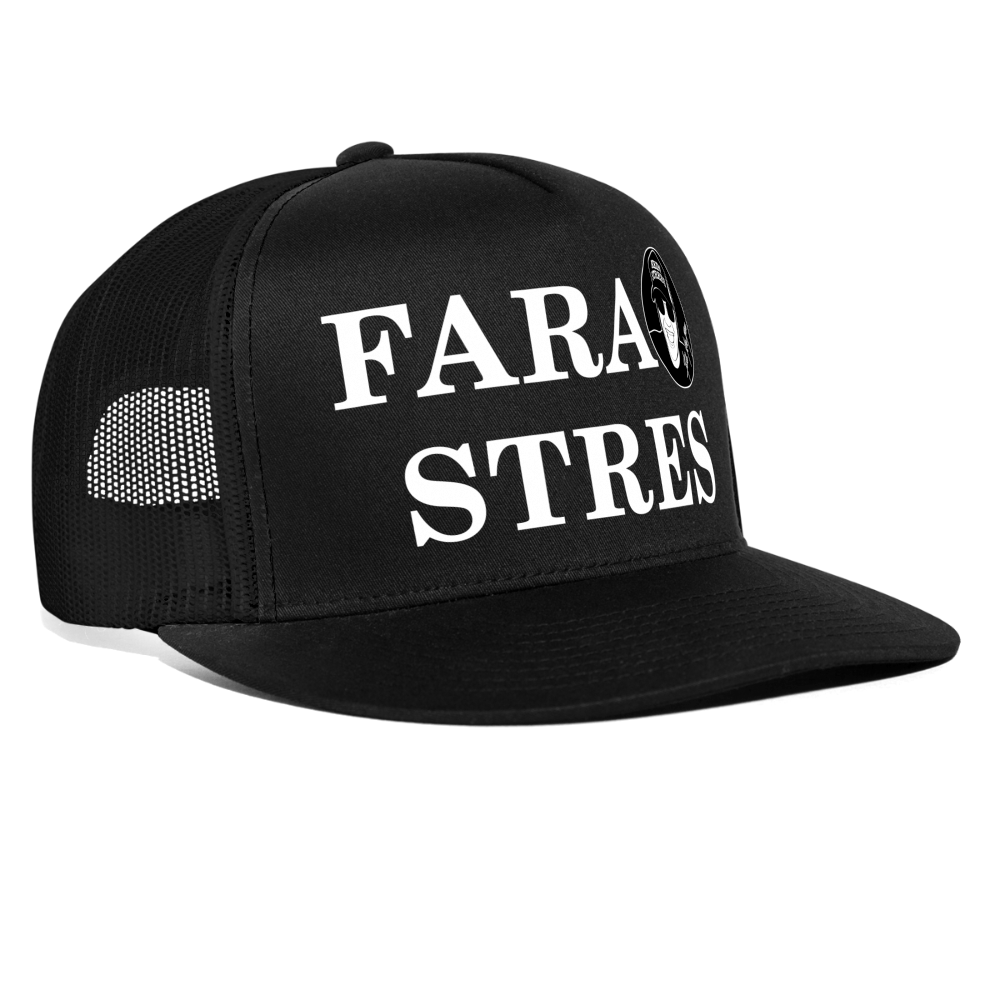 Boscho Kein Stress ® Trucker Cap schwarz Text rumänisch Fara stres mit Logo - Schwarz/Schwarz