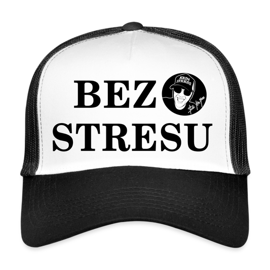 Boscho Kein Stress ® Trucker Cap Text Polnisch Bez stresu mit Logo - Weiß/Schwarz