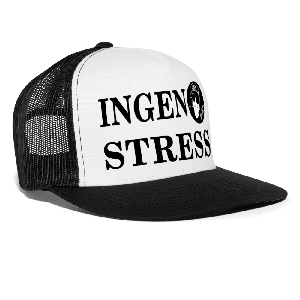 Boscho Kein Stress ® Trucker Cap Text Schwedisch Ingen Stress mit Logo - Weiß/Schwarz