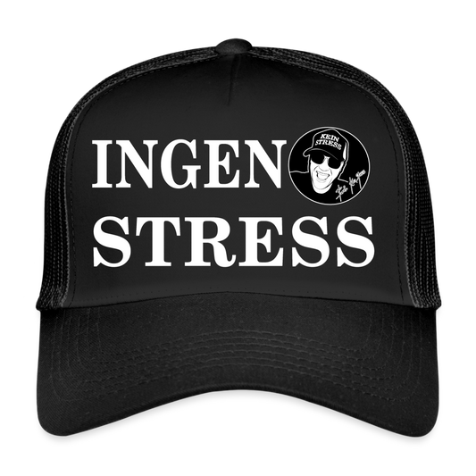 Boscho Kein Stress ® Trucker Cap schwarz Text Schwedisch Ingen Stress mit Logo - Schwarz/Schwarz