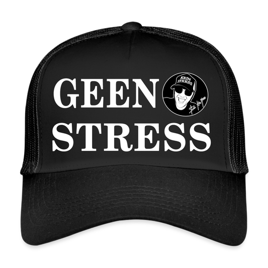 Boscho Kein Stress ® Trucker Cap schwarz Text Niederländisch Geen Stress mit Logo - Schwarz/Schwarz