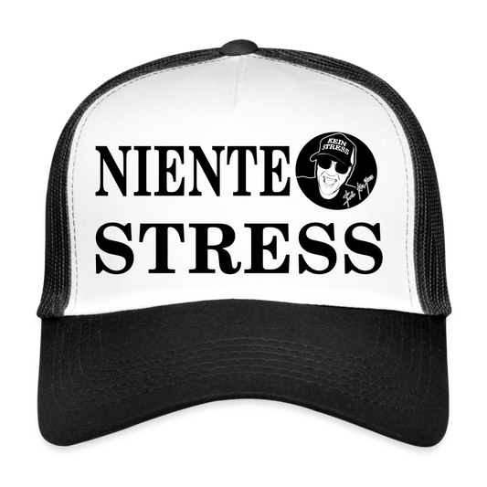 Boscho Kein Stress ® Trucker Cap Text Italienisch Niente stress mit Logo - Weiß/Schwarz