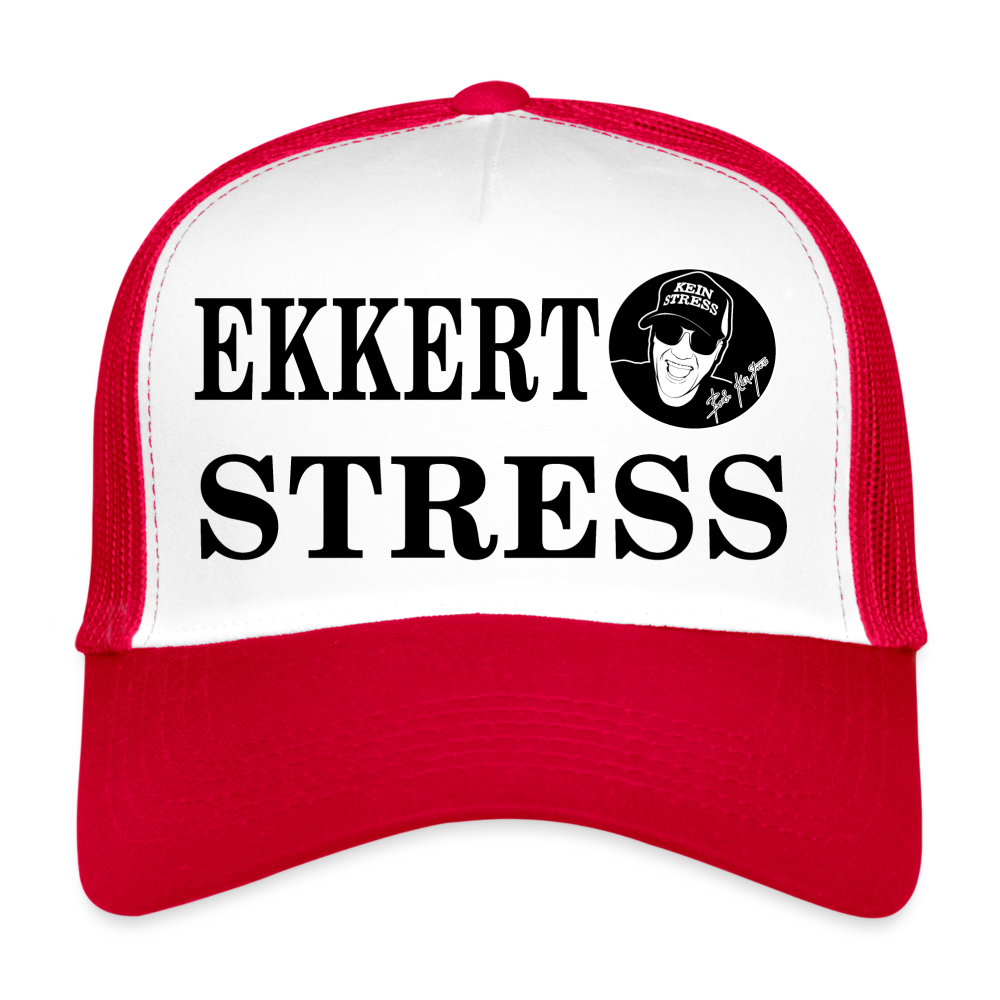 Boscho Kein Stress ® Trucker Cap Text Isländisch Ekkert stress mit Logo - Weiß/Rot