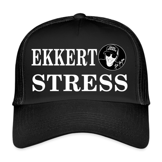 Boscho Kein Stress ® Trucker Cap schwarz Text Isländisch Ekkert stress mit Logo - Schwarz/Schwarz