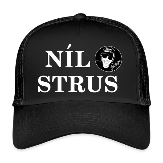 Boscho Kein Stress ® Trucker Cap schwarz Text Irisch Nil strus mit Logo - Schwarz/Schwarz