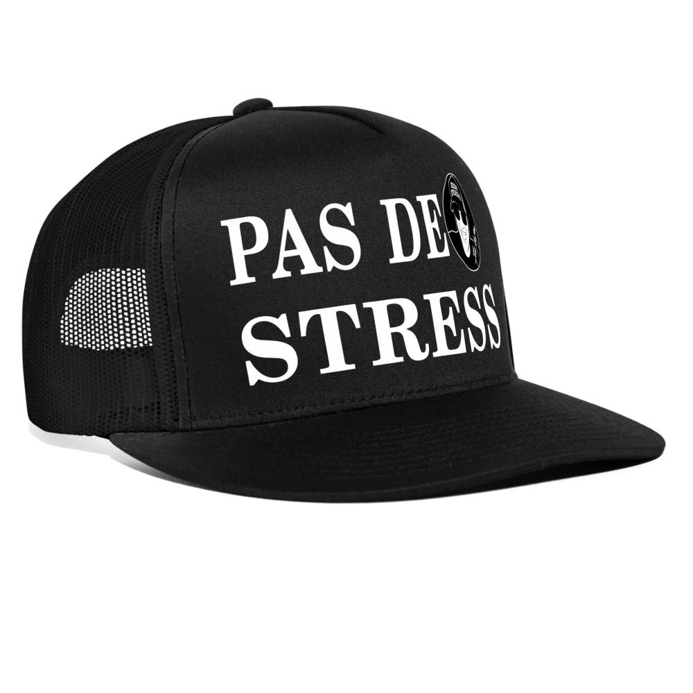 Boscho Kein Stress ® Trucker Cap schwarz Text französisch PAS DE STRESS mit Logo - Schwarz/Schwarz