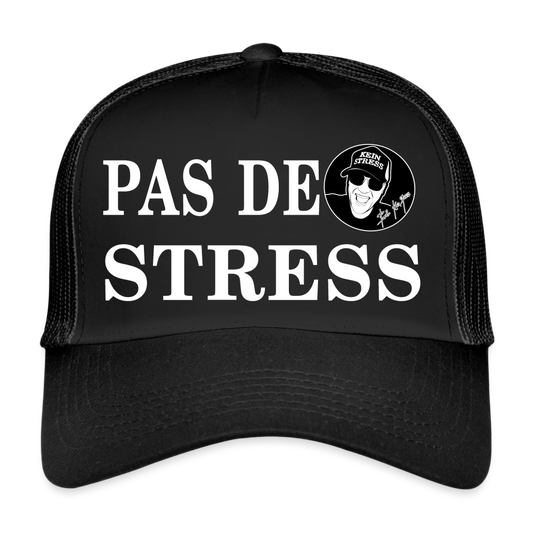 Boscho Kein Stress ® Trucker Cap schwarz Text französisch PAS DE STRESS mit Logo - Schwarz/Schwarz