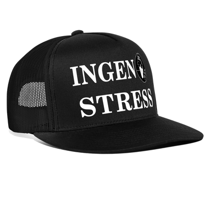 Boscho Kein Stress ® Trucker Cap schwarz Text dänisch INGEN STRESS mit Logo - Schwarz/Schwarz