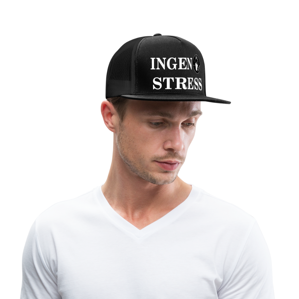 Boscho Kein Stress ® Trucker Cap schwarz Text dänisch INGEN STRESS mit Logo - Schwarz/Schwarz