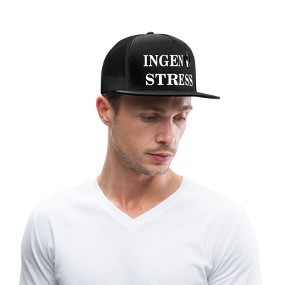 Boscho Kein Stress ® Trucker Cap schwarz Text dänisch INGEN STRESS mit Logo - Schwarz/Schwarz