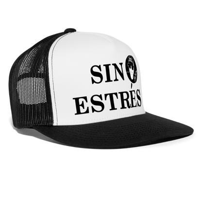 Boscho Kein Stress ® Trucker Cap Text spanisch SIN ESTRÉS mit Logo - Weiß/Schwarz