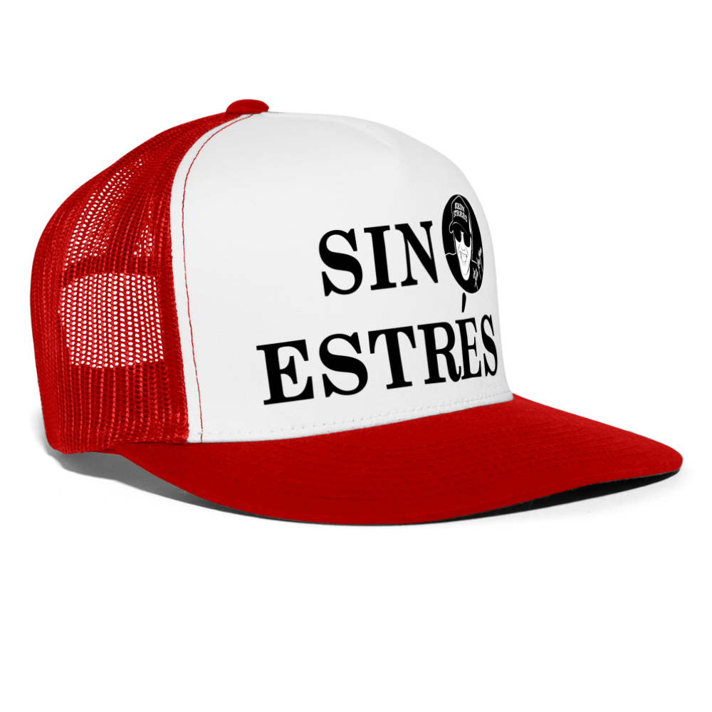 Boscho Kein Stress ® Trucker Cap Text spanisch SIN ESTRÉS mit Logo - Weiß/Rot